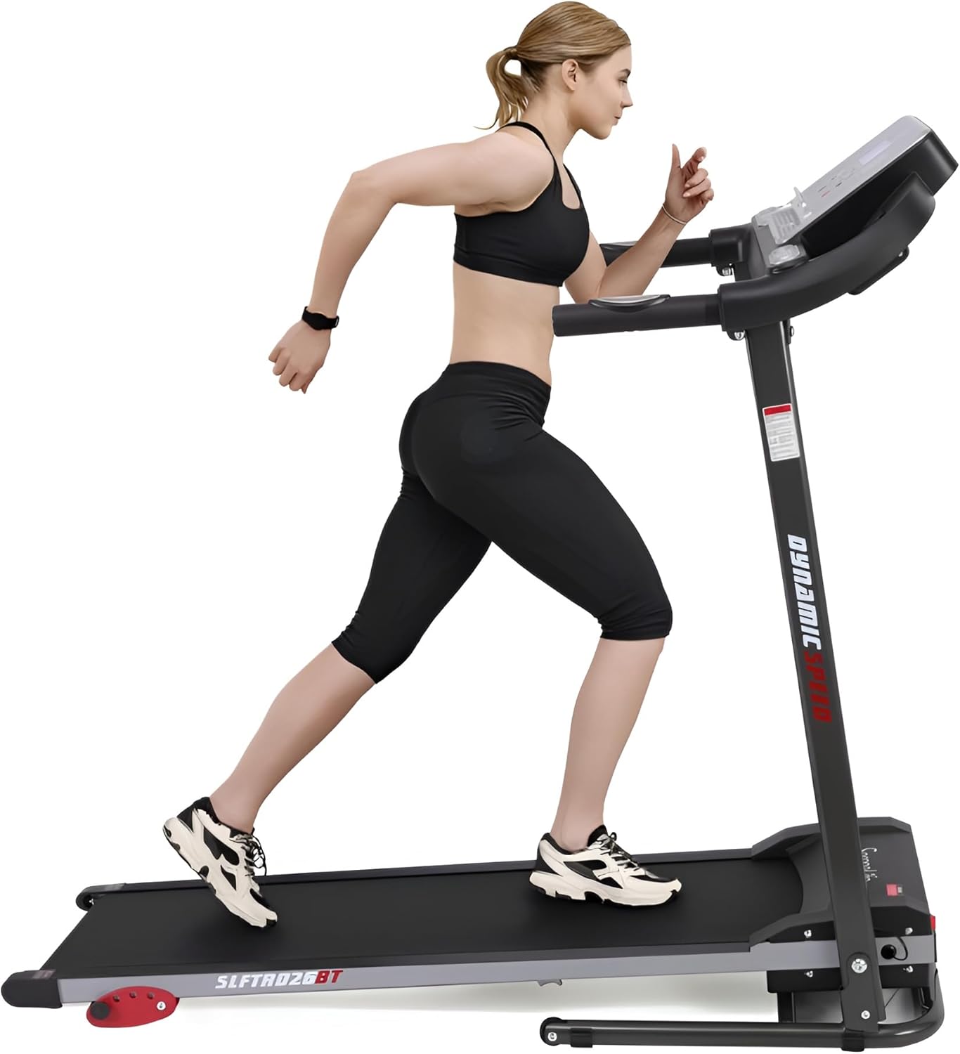SereneLife Electric Folding Treadmill Exercise Machine - Smart Compact Digital Fitness Treadmill Workout Trainer w/Bluetooth App Sync, Manual Incline Adjustment, for Walking, Running, Gym SLFTRD26BT BLACK