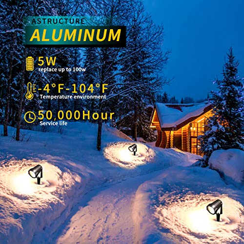 Leacoco Led Landscape Lights,5W 120V Ac Outdoor Pathway Garden Yard Spotlight,Ip65 Waterproof Garden Flood Light,Outdoor Spotlight With Stake,Ul Cord 5-Ft With Plug (Pack Of 2, Daylight White) #TOP3