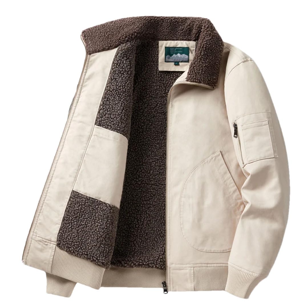 Inverno degli uomini vestiti imbottiti in pile termico lavoro plus size campeggio all'aperto risvolto cappotto giacca in lana d'agnello