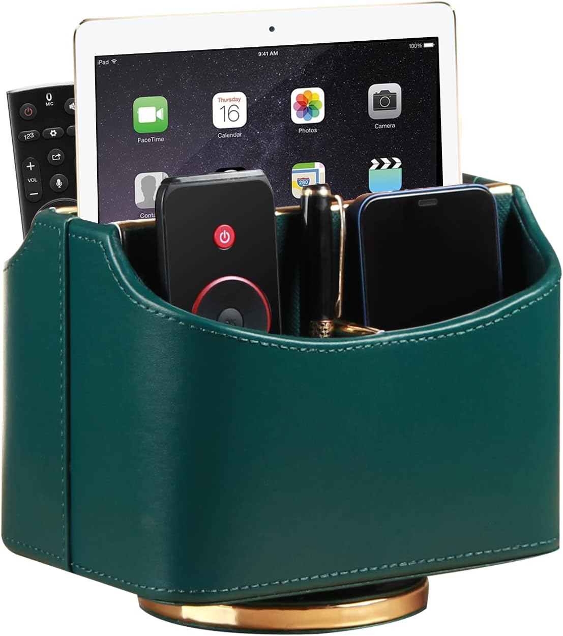 YAPISHI 1x Swivel Desk Organizer + 1x Remote Control Holder 3 Compartments