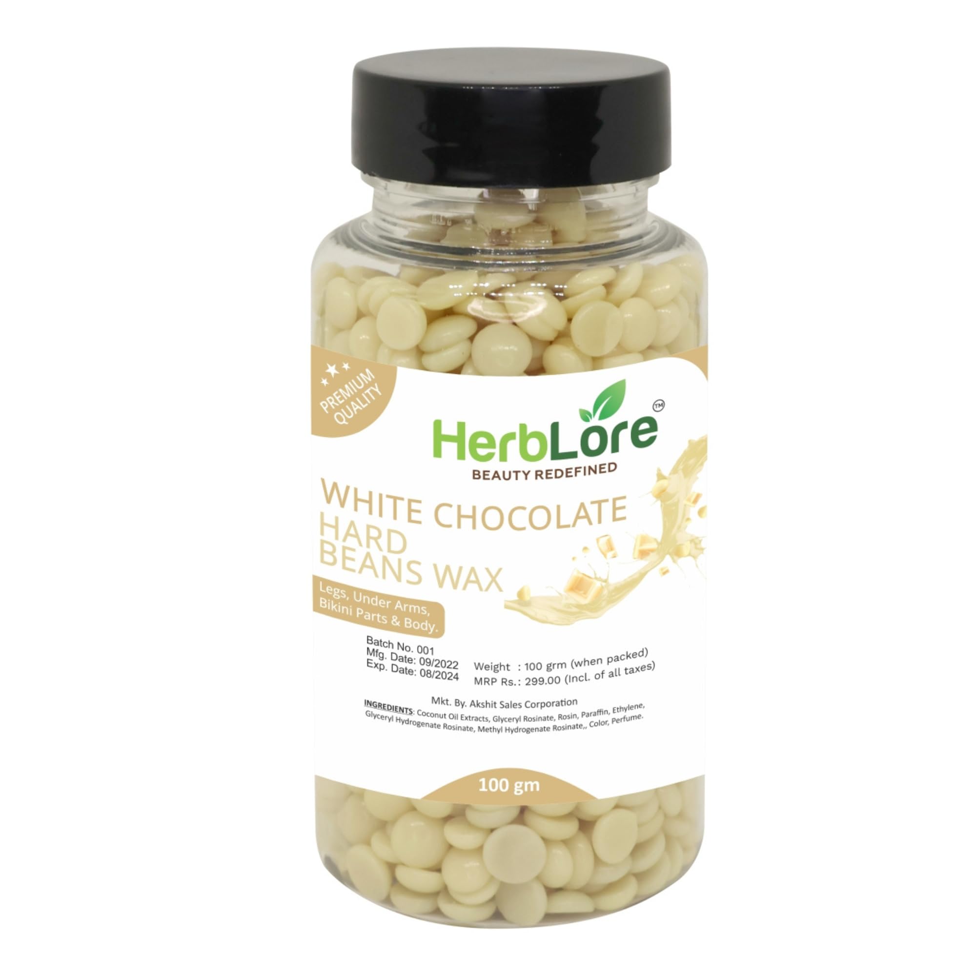 HerbLore Premium Women Hard Hair Body Wax Beans - Best For Painless Hair Removal, Waxing For Face, Eyebrow, Back, Chest, Bikini Areas, Legs Easily At Home - 100 Grams (White Chocolate) (B09FYGSFXC) Amazon Price History, Amazon Price Tracker