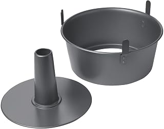 Chicago Metallic 9.5-Inch Nonstick Angel Food Cake Pan with Cooling Feet - 2-Piece Carbon Steel Tube Pan for Pound Cakes