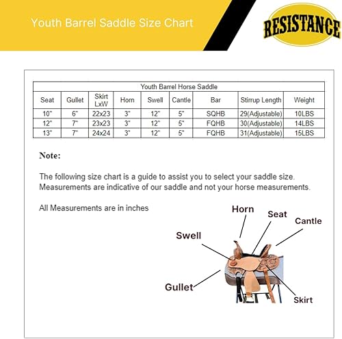 Miniatura 7 de RESISTANCE Western Kids - Sillín de caballo para montar a caballo, silla de montar a caballo para niños jóvenes, de cuero auténtico, diseño floral,