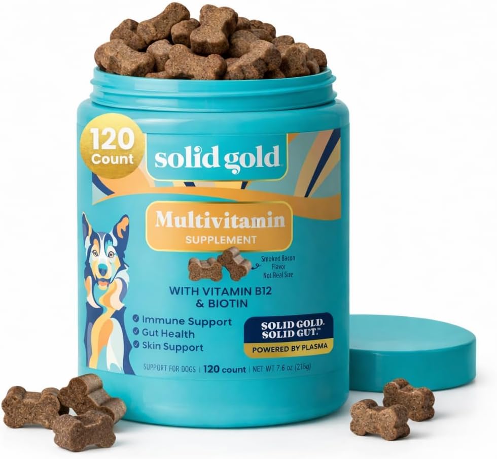 Solid Gold Dog Vitamins, Multivitamin Chews for Immune & Skin, 120ct