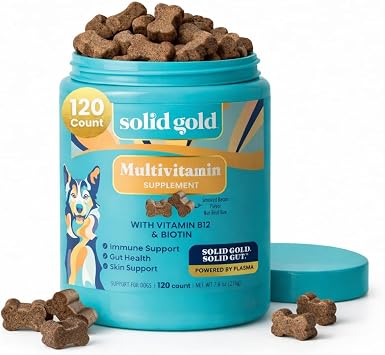 Solid Gold Dog Vitamins, Multivitamin Chews for Immune & Skin, 120ct
