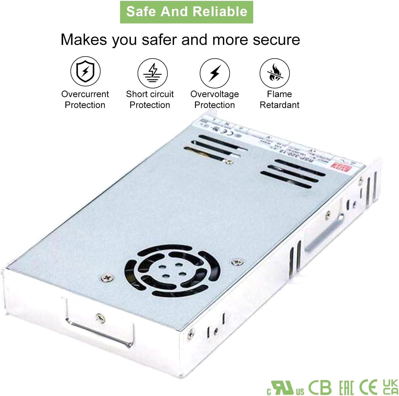 RSP-320-15 15V 21.4A 320W AC-DC Single Output Switching Power Supply with PFC, for Industrial Automation, Reliable and Efficient