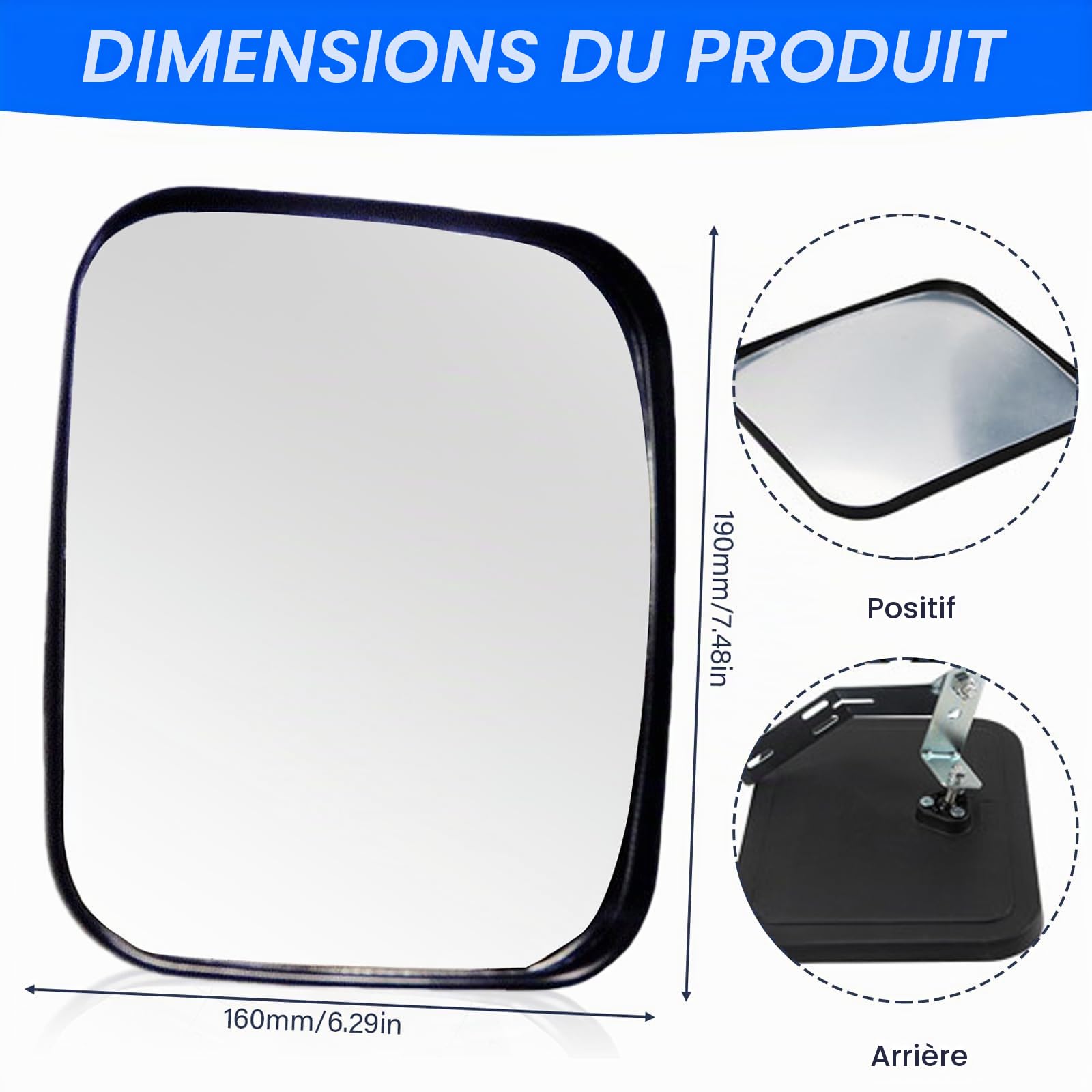 Miroir de Circulation Convexe, 16x19 cm Miroir de Sécurité Convexe, Miroirs Routier Extérieur, Réglable Miroirs Convexes avec Support Grand Angle pour Garage Allée Magasins Usage Intérieur Extérieur