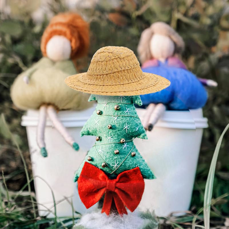 BESPORTBLE 10pcs Miniature Straw Hats: Mini Crafts Cowboy Top Hats Dollhouse Accessories For DIY Craft Projects And Photography Props 10cm - Image 4