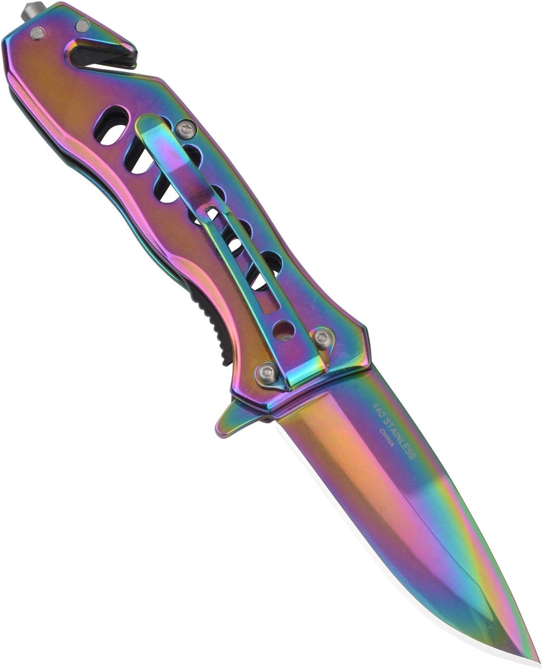 ALBATROSS EDC Cool Sharp Tactical Folding Pocket Knife,SpeedSafe Spring Assisted Opening Knifes with Liner Lock,Pocketclip,Glass Breaker,Seatbelt Cutter(Multi)