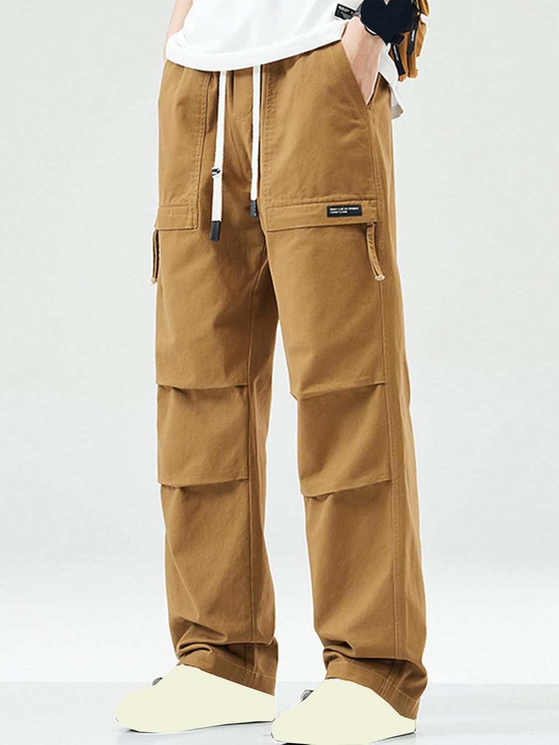 [MeipingQu] ズボン カーゴパンツ ワイドパンツ ロング丈 リラックス ポケット付き ストリート系 サルエルパンツ ウエス