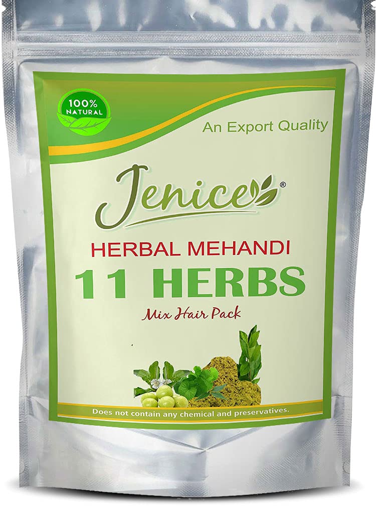 Jenice Natural Henna Mix Powder With Amla, Bhringraj, Methi, Brahmi, Hibiscus, Neem, Shikakai,Indigo, Katha,Chai patti For Hair Colour & Conditioning - 250 grams