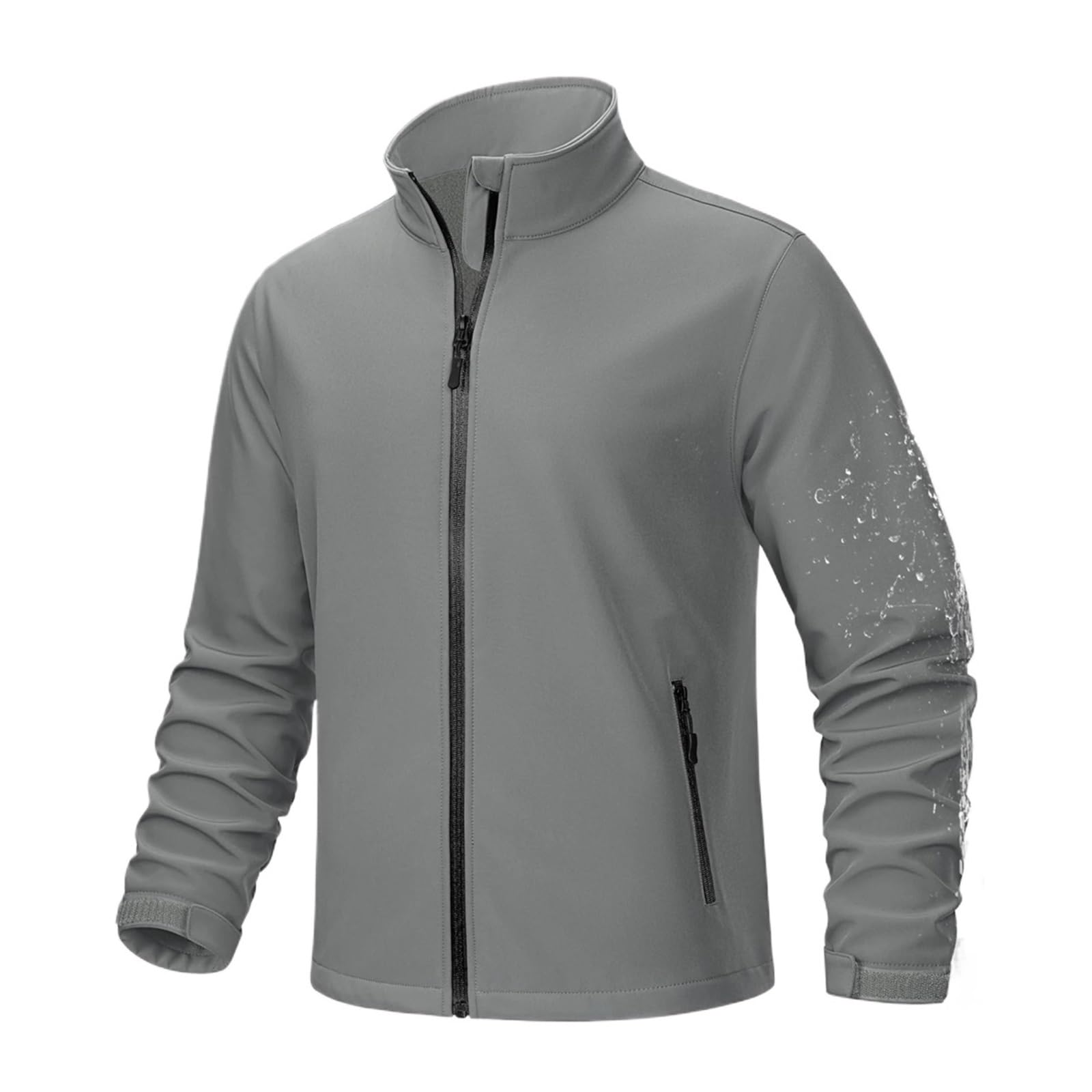 Chaqueta Softshell con forro polar for hombre, cremallera completa, ideal for lluvia, trabajo al aire libre, primavera, trekking, senderismo, cortavientos Para Hombre(Color 2,M)