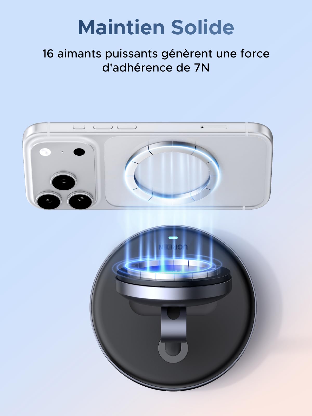 UGREEN Zapix 2 en 1 Chargeur Induction iPhone Magsafe Qi2 15W Certifié Station de Charge Rapide sans Fil Compatible avec iPhone 17 Pro Max Air 16 15 14 13 12 AirPods 4 3 AirPods Pro 3 2 1