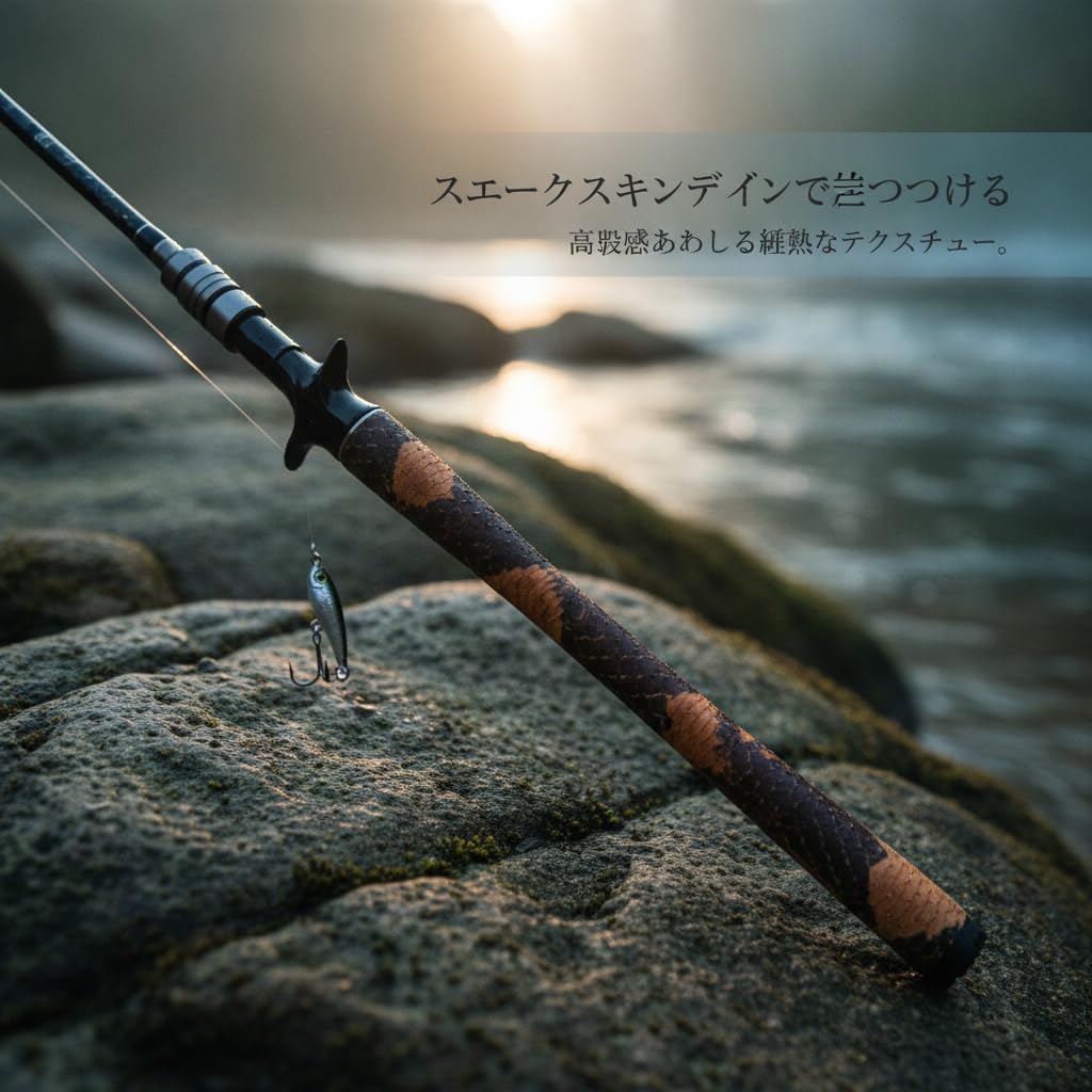 Canna da Pesca a Lure, Azione Rigida | Fibra di carbonio - 2 sezioni - design snake skin - metallo - gomma - per outdoor - da