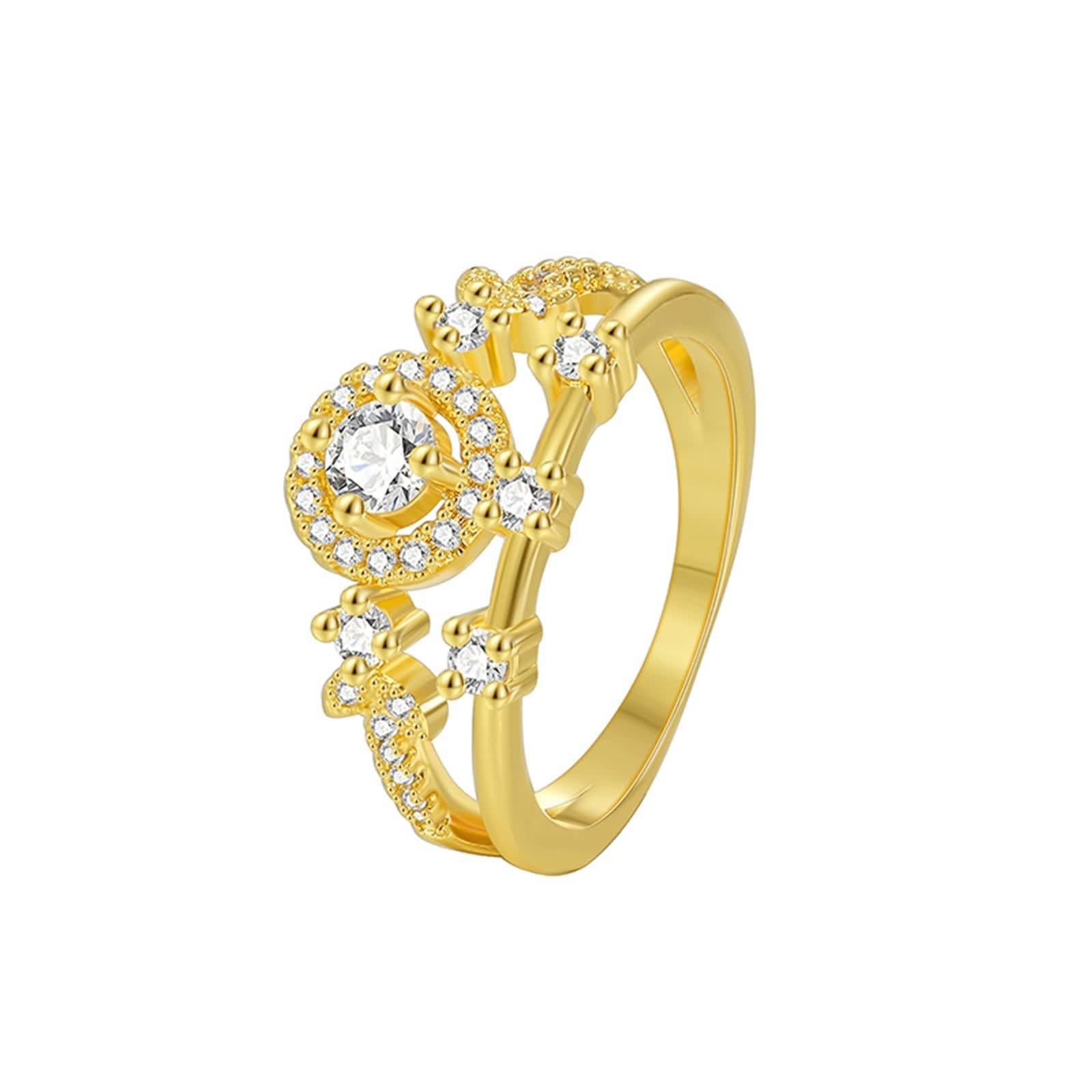 Anillos de oro amarillo de 14 quilates, elegantes y modernos