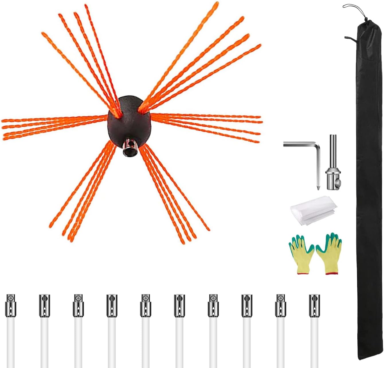 ZHAIUPON Chimney Brush Kit 33 feet long, Chimney Sweep Kit