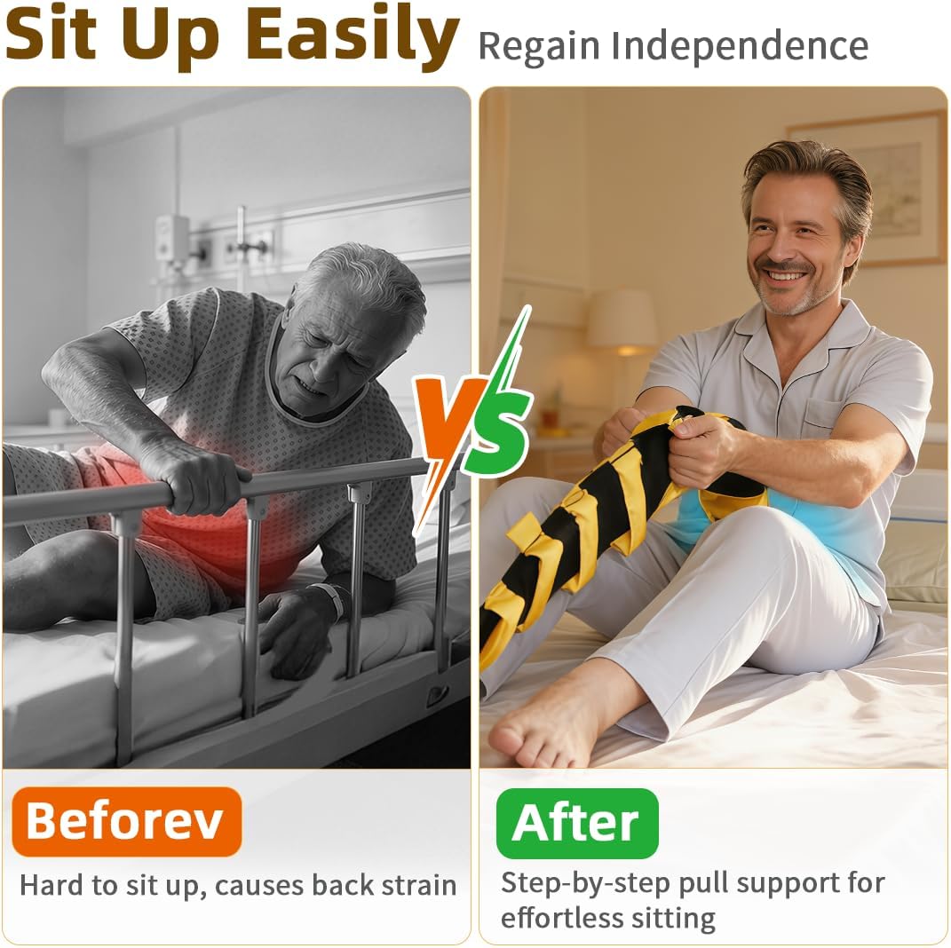 Bed Ladder Assist Pull Up for Elderly, Bed Ladder Assist, Bed Ladder Strap with with Thick Soft Handles for Sit-Up Support & Exercise Use,Suitable for Home/Hospital Care-SWL 300LBS