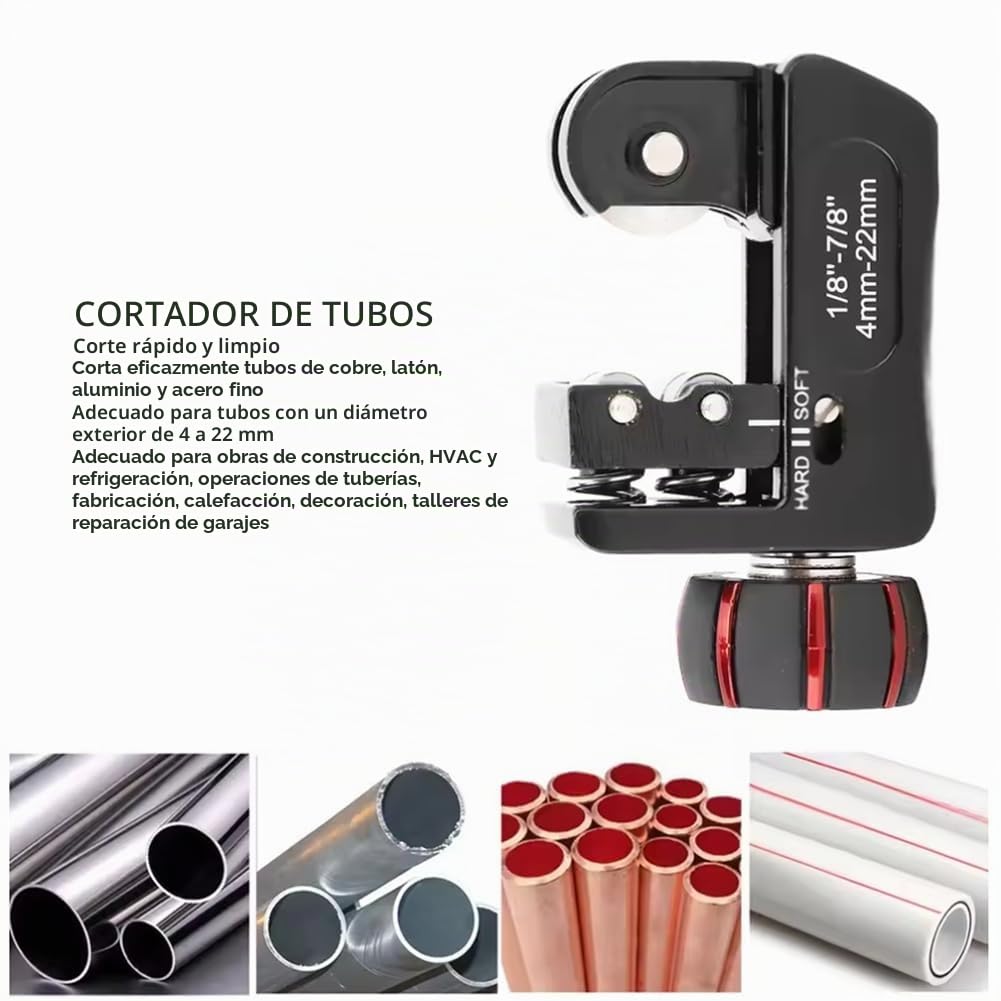 Cortador de Tubos de Acero Aleado, Mini Herramienta para Cortar Tubos de Cobre y Aluminio de Delgadas.