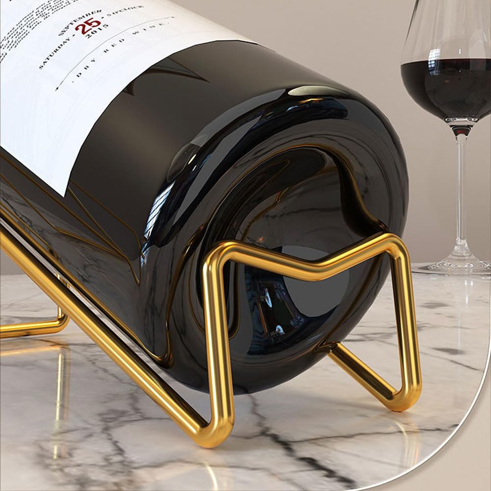 2er-Set Metall-Weinregal Freistehend – Silbernes Geometrisches Design Als Flaschenhalter Für Tisch Oder Sideboard
