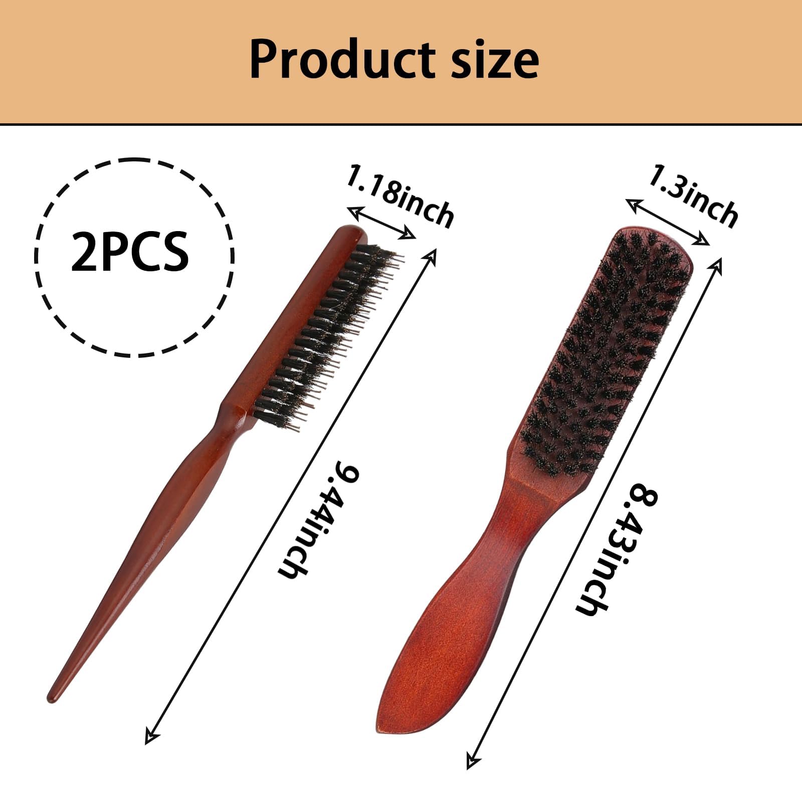 Hair Massage Brush, 2 Pcs Soft Bristle Smoothing Tools for Trimming and Combing Long/Thick/Curly/Thin Hair and Beard - Image 2