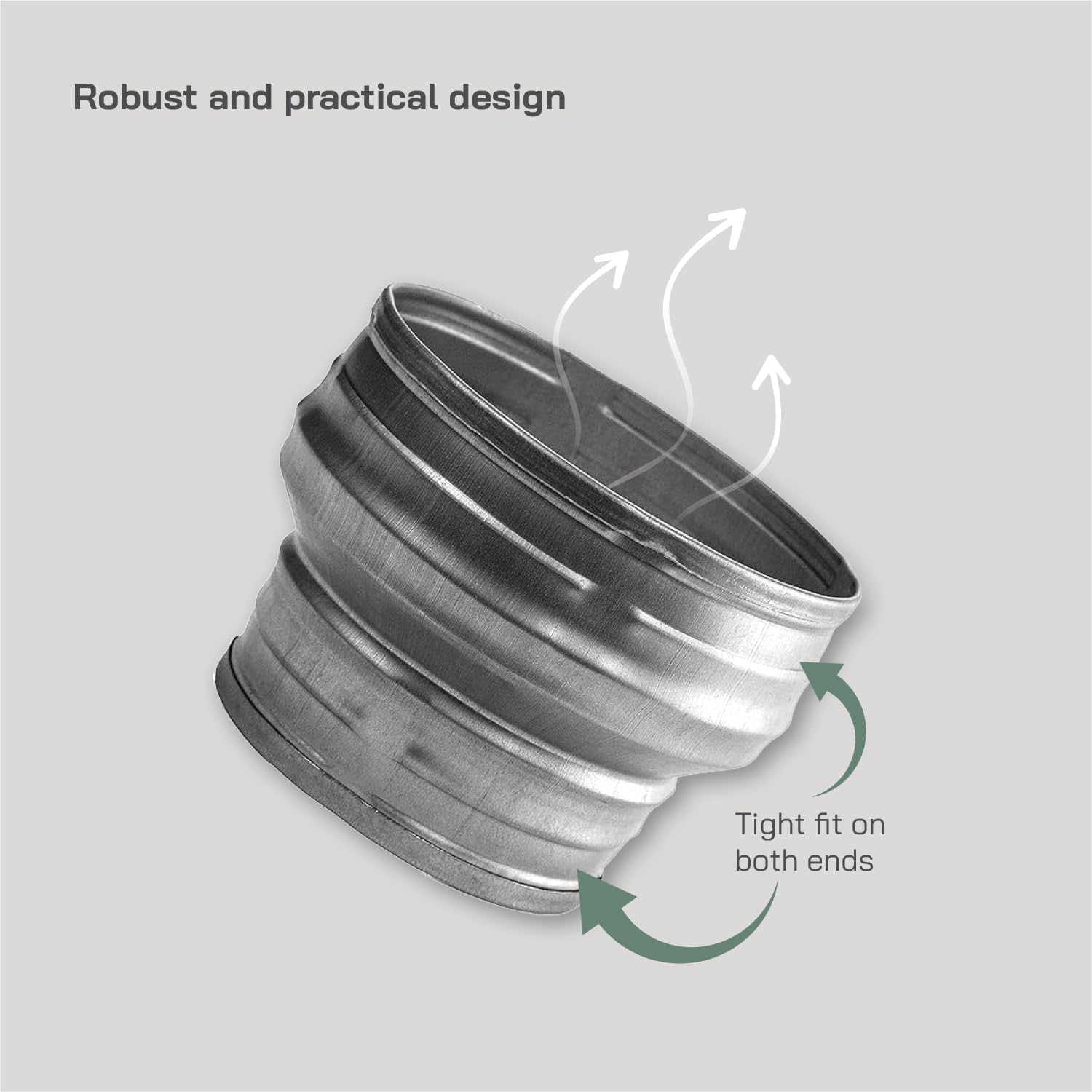 Vent Systems 150mm / 6" to 125mm / 5" Ducting Reducer, Galvanised Steel Round Pipe Adapter - Image 4