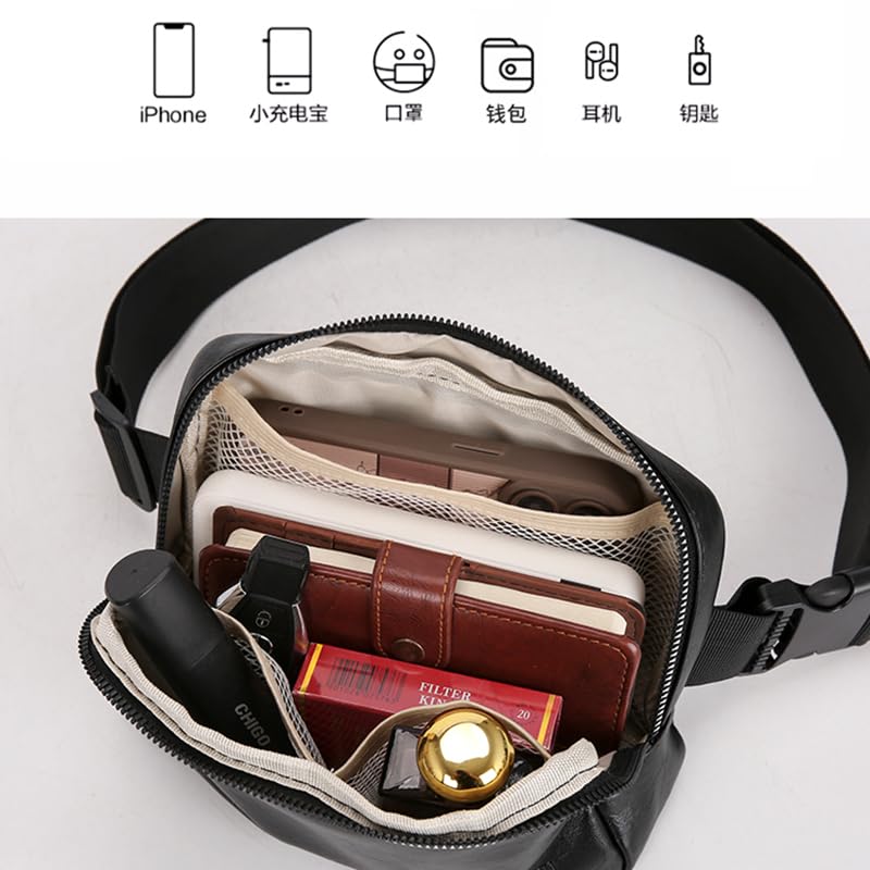 Image of Leather Chest Bag for Women, Crossbody Belt Bag Fanny Pack Purse Fashionable Waist Bags Handbag for Everyday Use Trip Walking Hiking