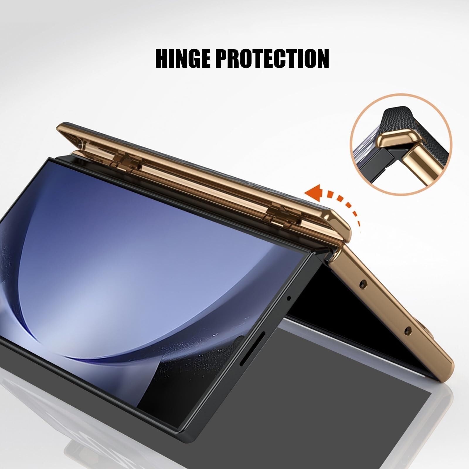 Custodia Antiurto Per Samsung Galaxy Z Fold 6, Custodia Protettiva Con Cerniera E Supporto Da Polso, Custodia In Pelle Di Lusso Per L'ufficio(Black)