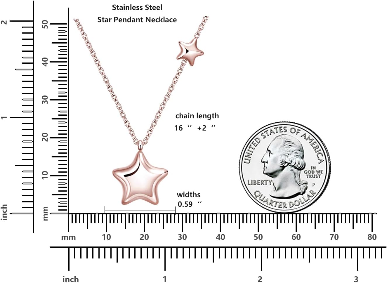 Rnivida Stainless Steel Star Necklace for Women Minimalist Star Charm Pendant with Adjustable Chain - Image 3