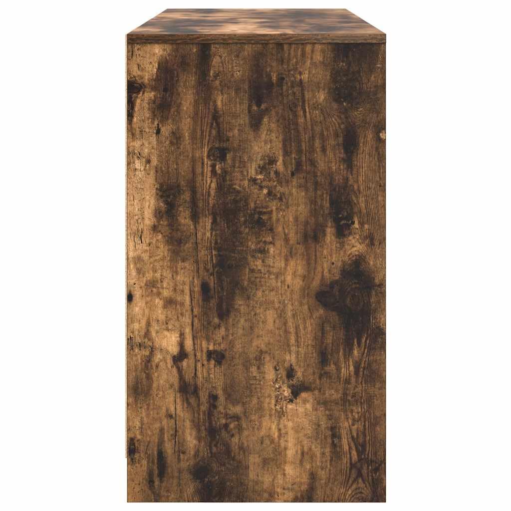 Scrivania in legno di rovere affumicato, 120 x 42 x 76 cm, con cassetto, ripiano, segretario per ufficio, casa, studio, ergonomica, salvaspazio, versatile