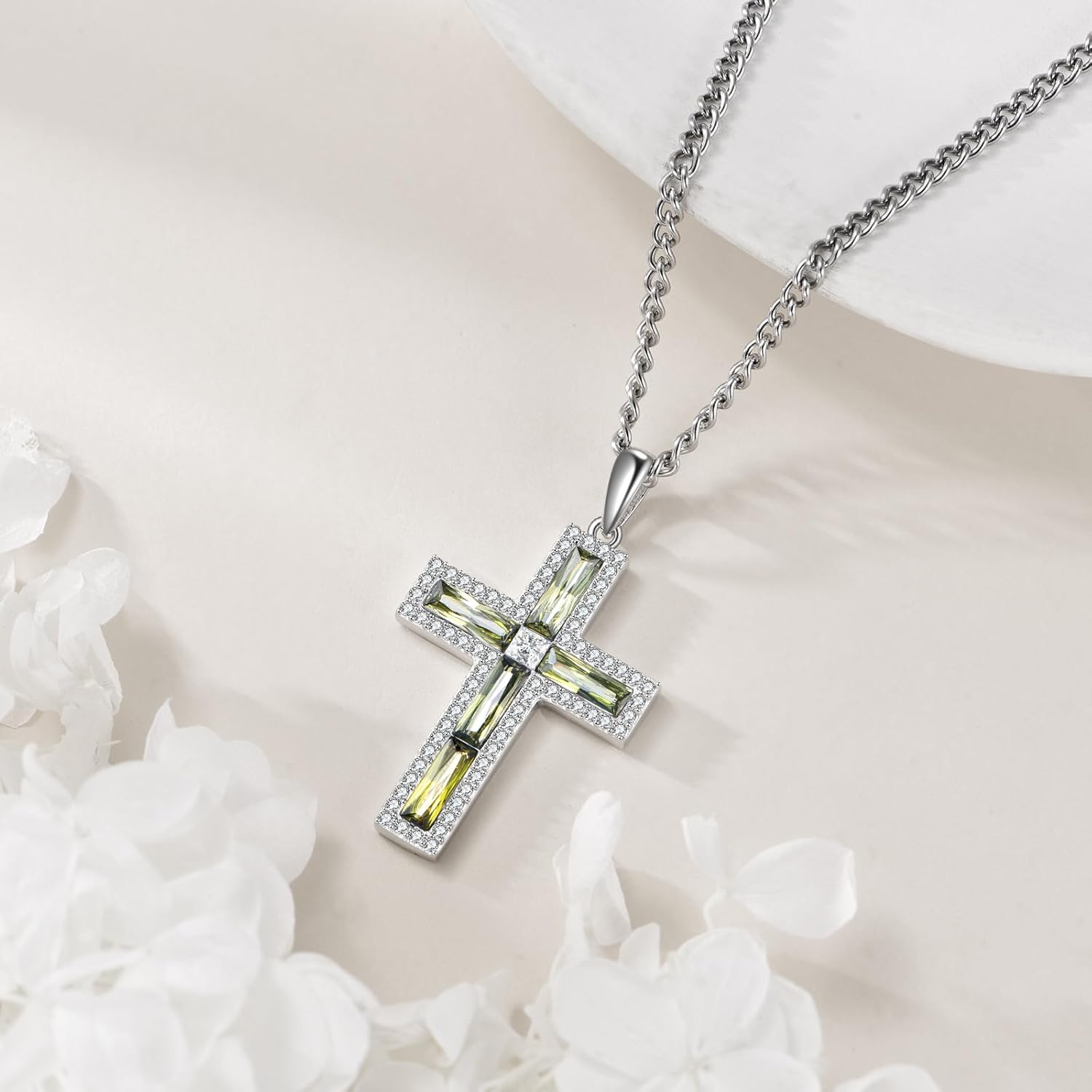 Cross Necklace Sterling Silver Cubic Zirconia Cross Pendant Religious Jewelry Gifts for Women Men - Image 3