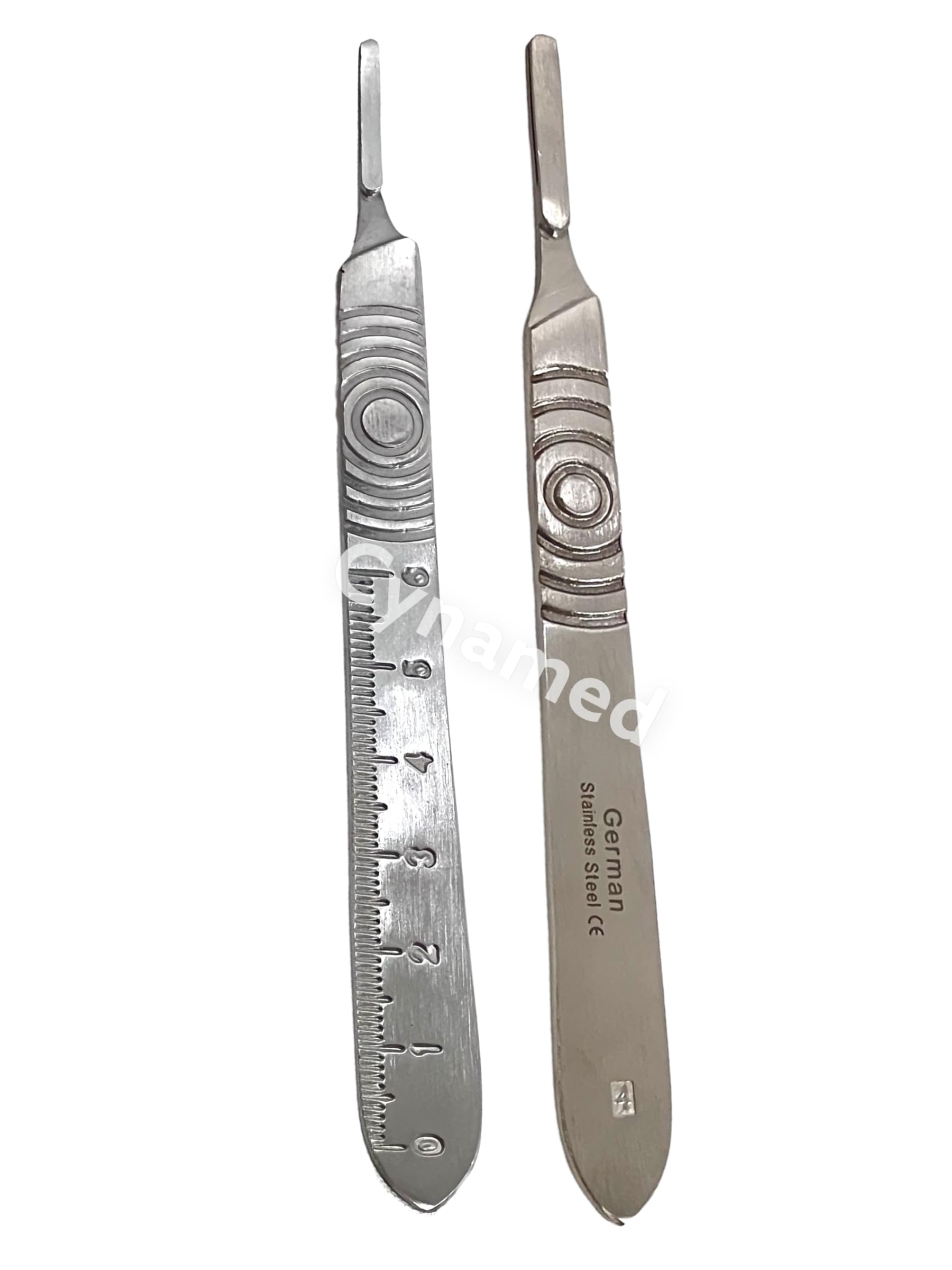 Set of 2 Scalpel Handle #3 & #4 Suitable for Lab Use, Dissections, Crafts, Hobby, and More - Stainless Steel (#3 + #4 - W/Scale)