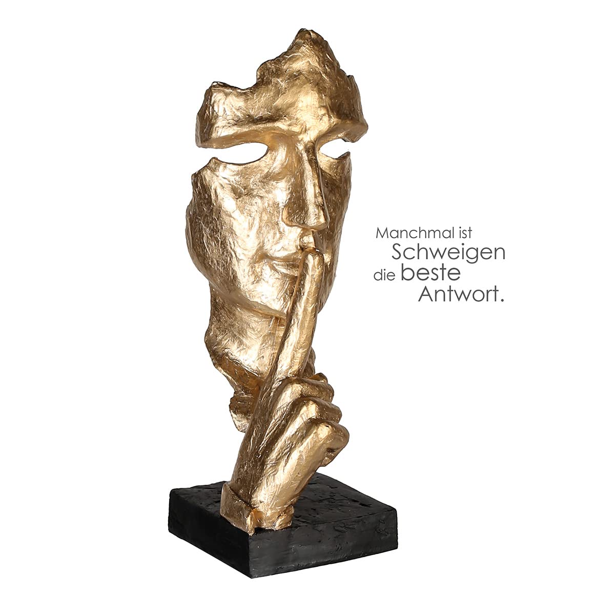 Casablanca Statue Visage Silence, Résine Dorée 39 cm