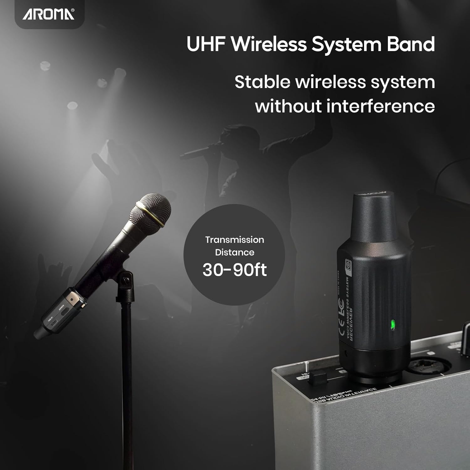 AROMA Wireless XLR Transmitter Receiver, UHF Wireless Microphone Audio System for Dynamic Mics PA Mixer - Image 3