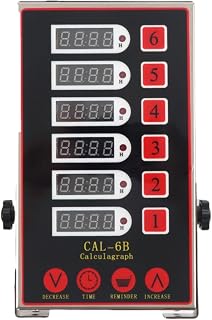 6 Channel Kitchen Timers for Cooking,Commercial Kitchen Timer Stainless Steel LED Technology Kitchen Timer Digital, Restaurant Kitchen Supplies,Reminder Function, Loud Alarm 110v