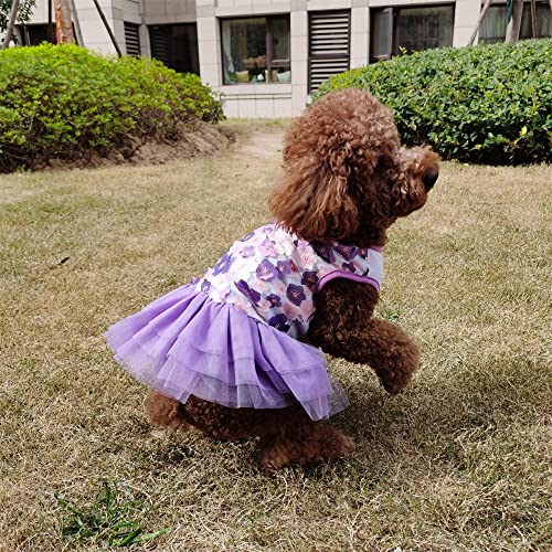 Qingluo Sweet Puppy Dog Princess Dress Pink Purple Bow Lace Tutu Skirt Doggie Dress For Dog Cat (Small, Purple) #TOP2