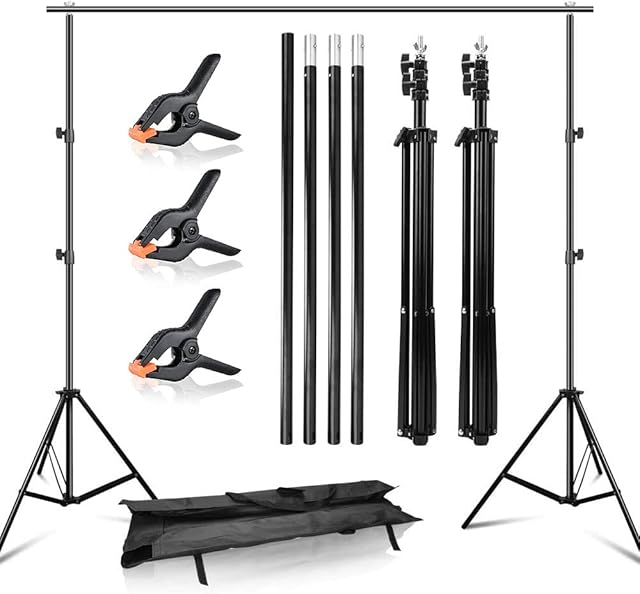 YISITONG Photo Studio Backdrop Stand, 2 x 3M(6.5 x 9.8FT) Adjustable Photo Studio Backdrop Support System for Wedding Parties Background Portrait Photography