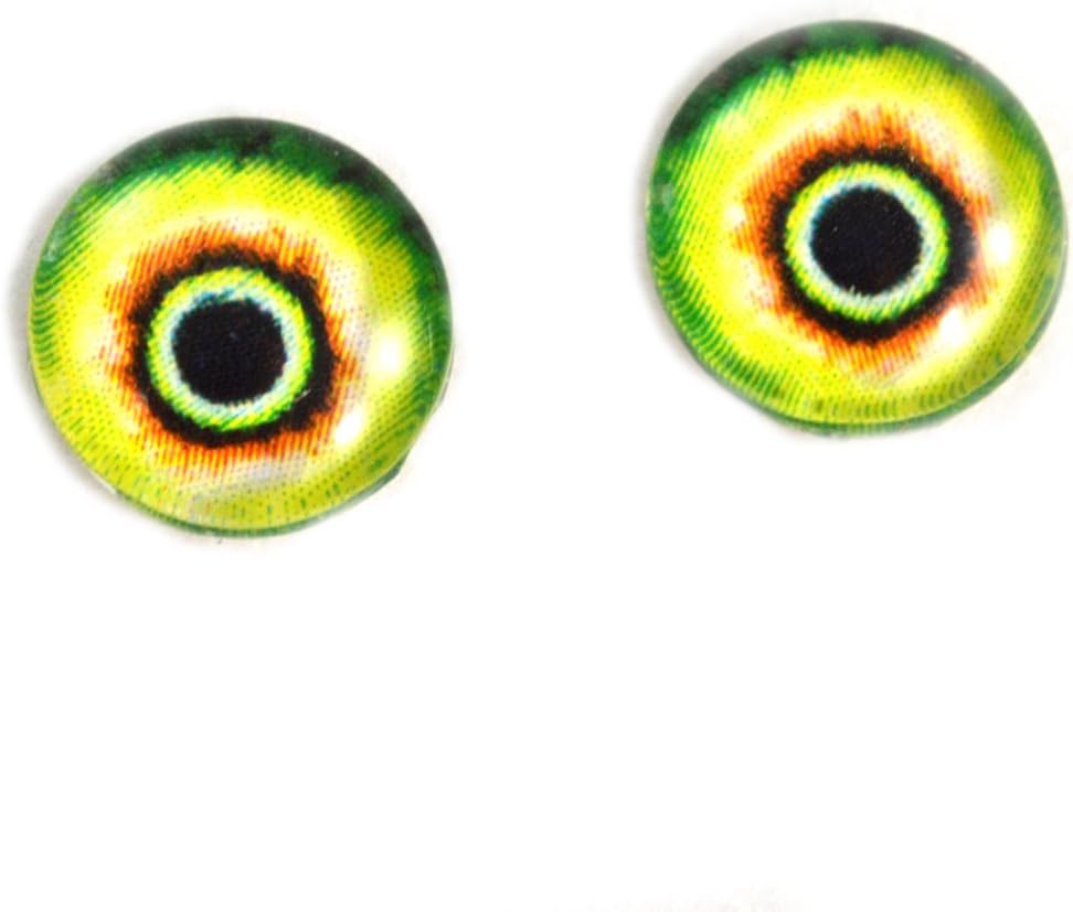 10mm Green Turtle Glass Eyes - Polymer Clay & Doll Making Cabochons (Set Of 2)