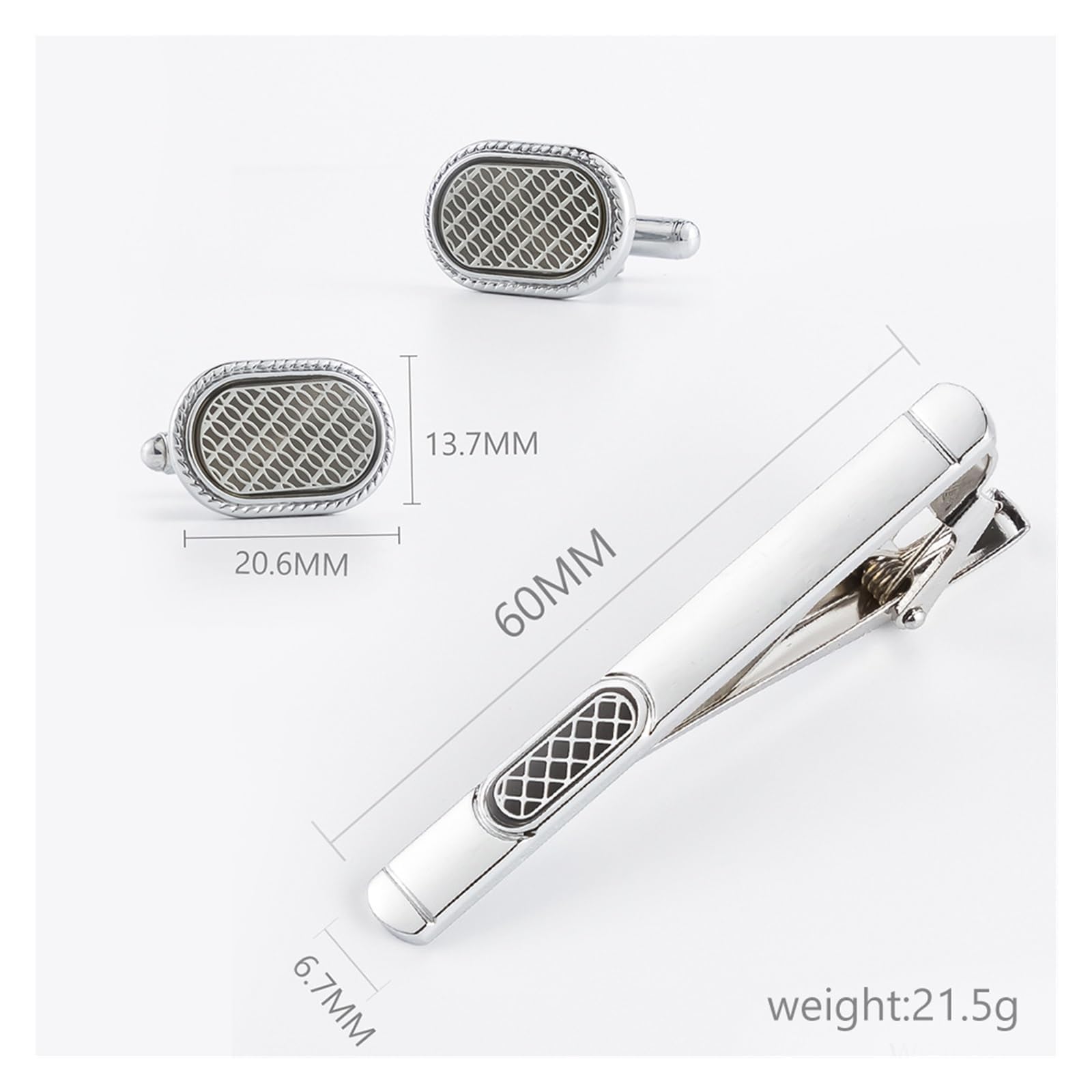 Ensemble de Boutons de Manchette et Pinces à Cravate Ronds en métal pour Hommes