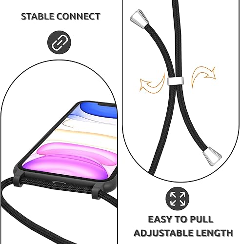 Miniatura 4 de UEEBAI Funda de teléfono con cordón cruzado para iPhone 15 Pro Max de 6.7 pulgadas, funda de teléfono de silicona con correa ajustable para collar,