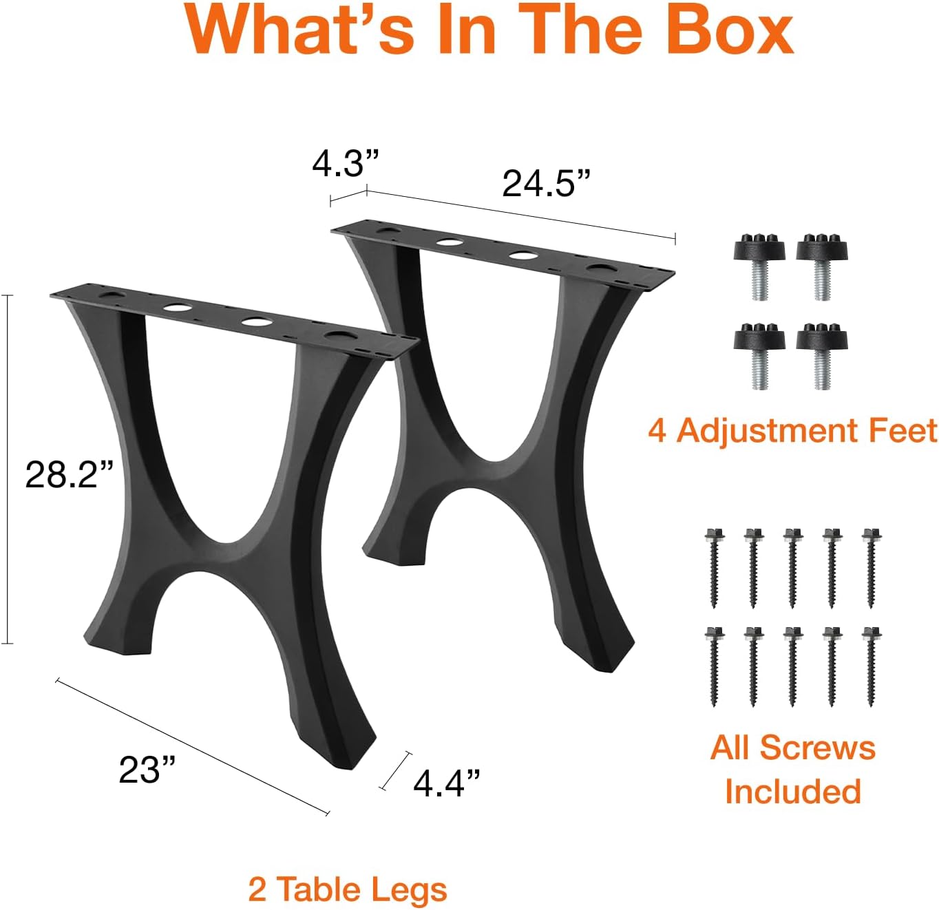 Flowyline 28" H 405 Haru Handcrafted Black Metal Table Legs and Bases for Dining Tables | Steel Desk Legs | Rust-Resistant, Adjustable Furniture Legs for Bench DIY Mid-Century Modern Indoor/Outdoor