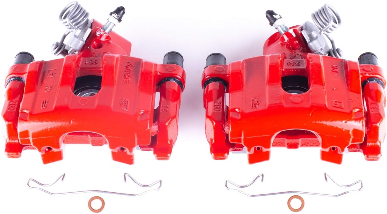 Power Stop Rear S2954A Pair of High-Temp Red Powder Coated Calipers For Mazda 3, Mazda 3 Sport, Volvo C30, Volvo C70, Volvo S40, Volvo V50 [Model Specific]