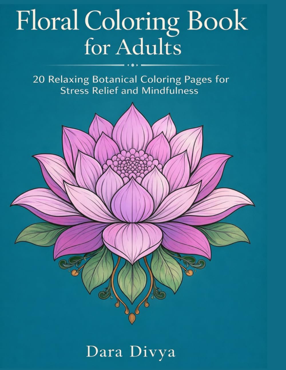 Floral coloring book for adults: 20 coloring pages for stress relief