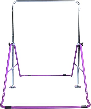 Expandable Gymnastics Bar Horizontal Kip Bar Junior Training Adjustable Height Jungle Gym Children Folding Monkey Bars Climbing Tower Playground Balance Bar Gymnasts Purple