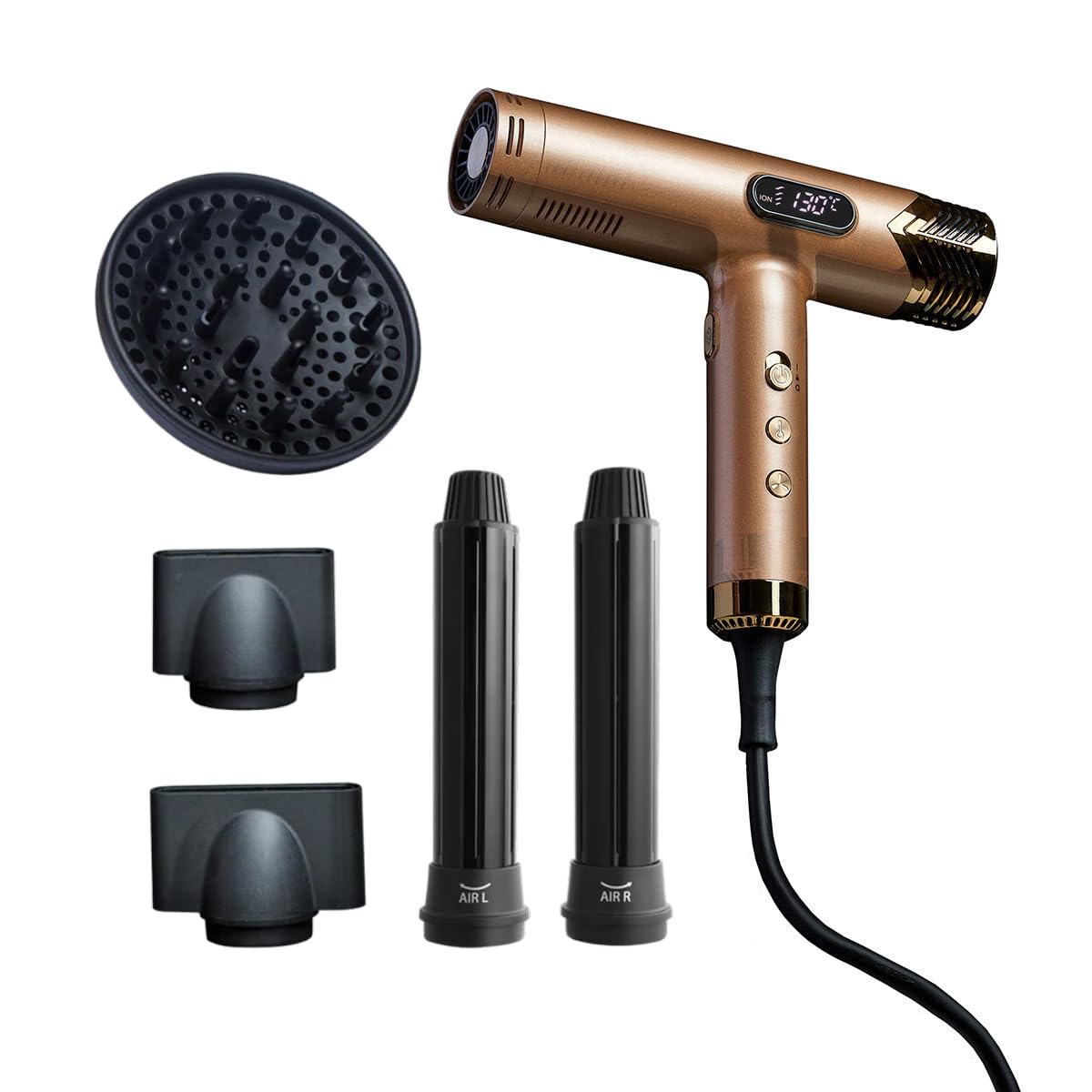 SWISSLISS - Sèche Cheveux La Divine Edition Bronze - Kit de Boucles - Moteur Brushless 120000tr/min - 1800W