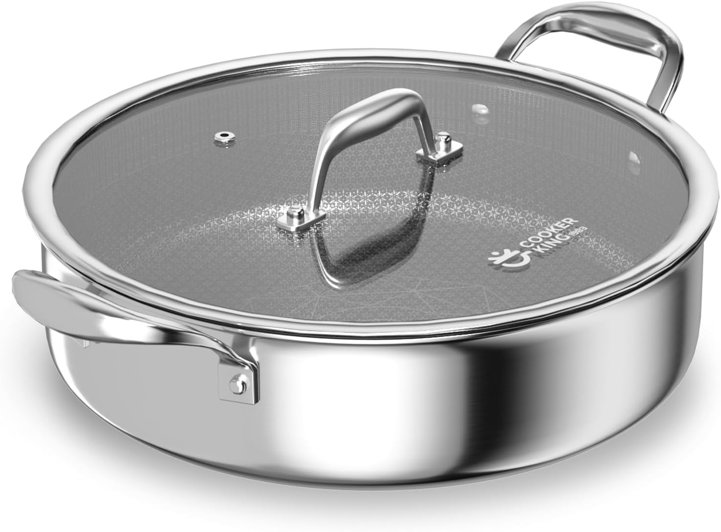 COOKER KING 5QT Stainless Steel Deep Sauté Pan with Lid – Oven & Induction Safe