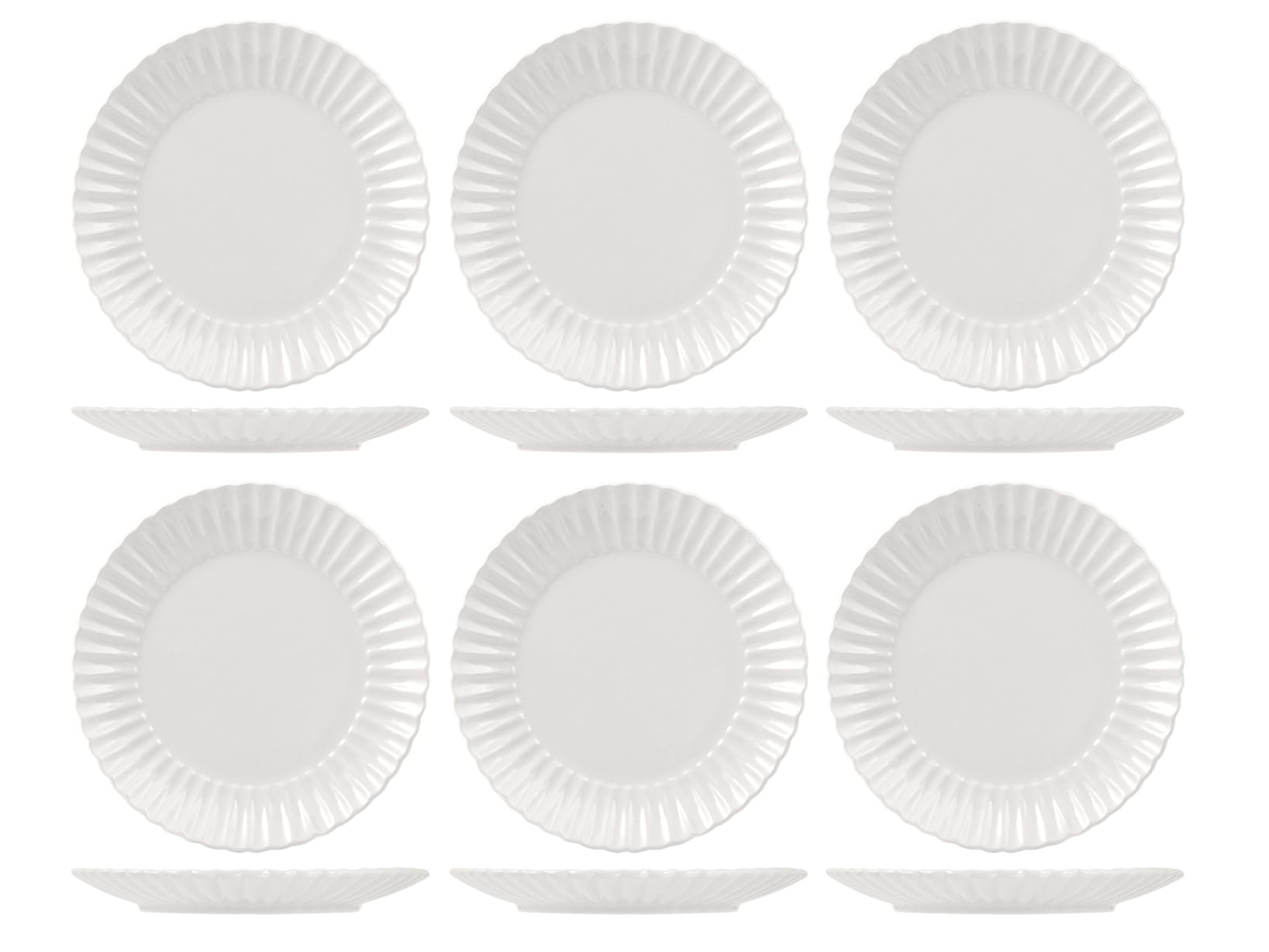 H&H Set of 6 White Lotus Dinner Plates 27 cm