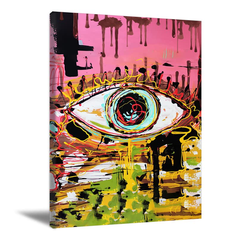 Abstract Eye Wall Art Eye Painting Abstract Graffiti Wall Art Eye Canvas Art Colorful Picture Prints Graffiti Poster Eyes Pictures Wall Decor for Bedroom Living Room Bathroom 12x16 Inch Frameless