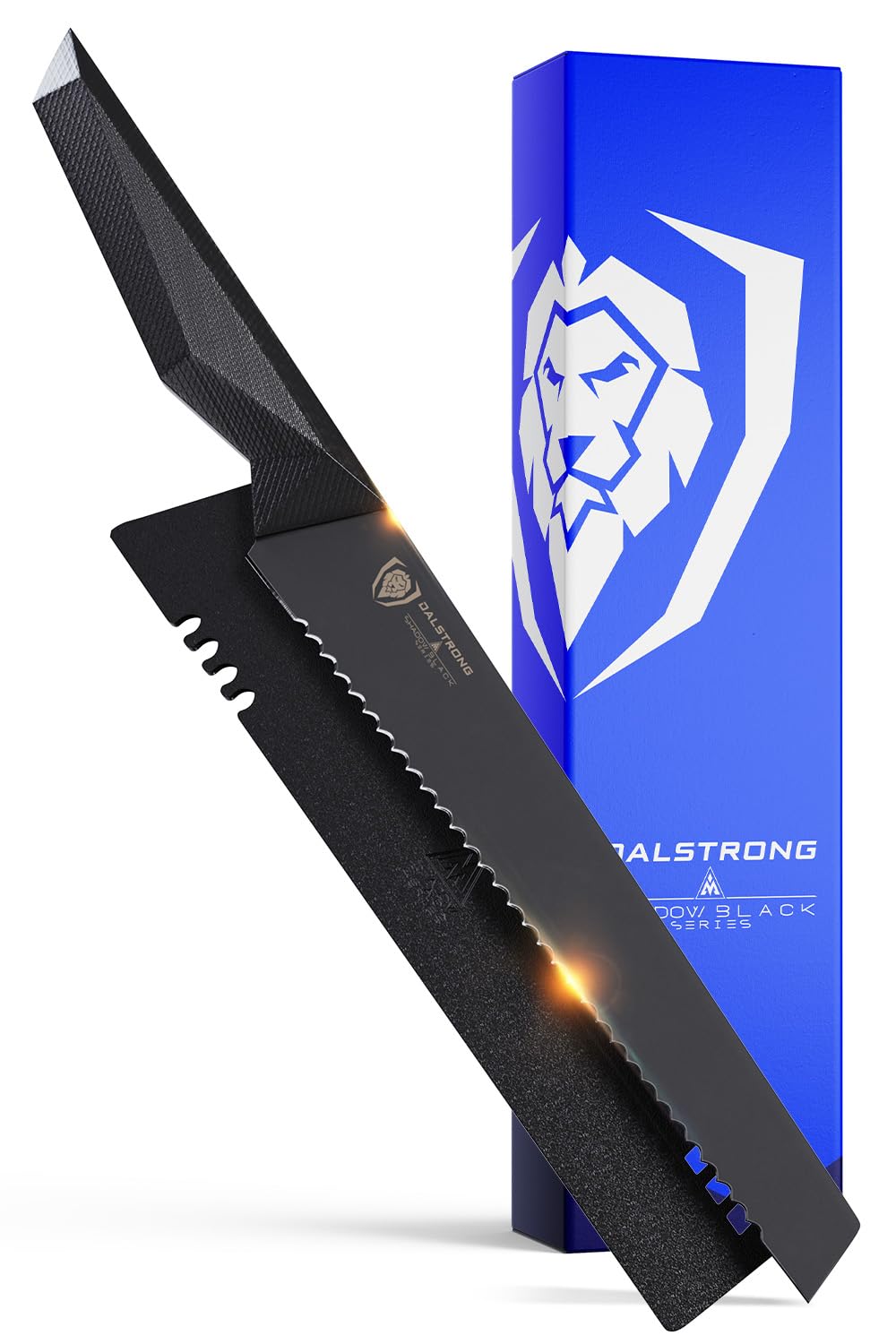 DALSTRONG Serrated Bread Knife - 9" - Shadow Black Series - Black Titanium Nitride Coated - High Carbon - 7CR17MOV-X Vacuum Treated Steel - Sheath - NSF Certified