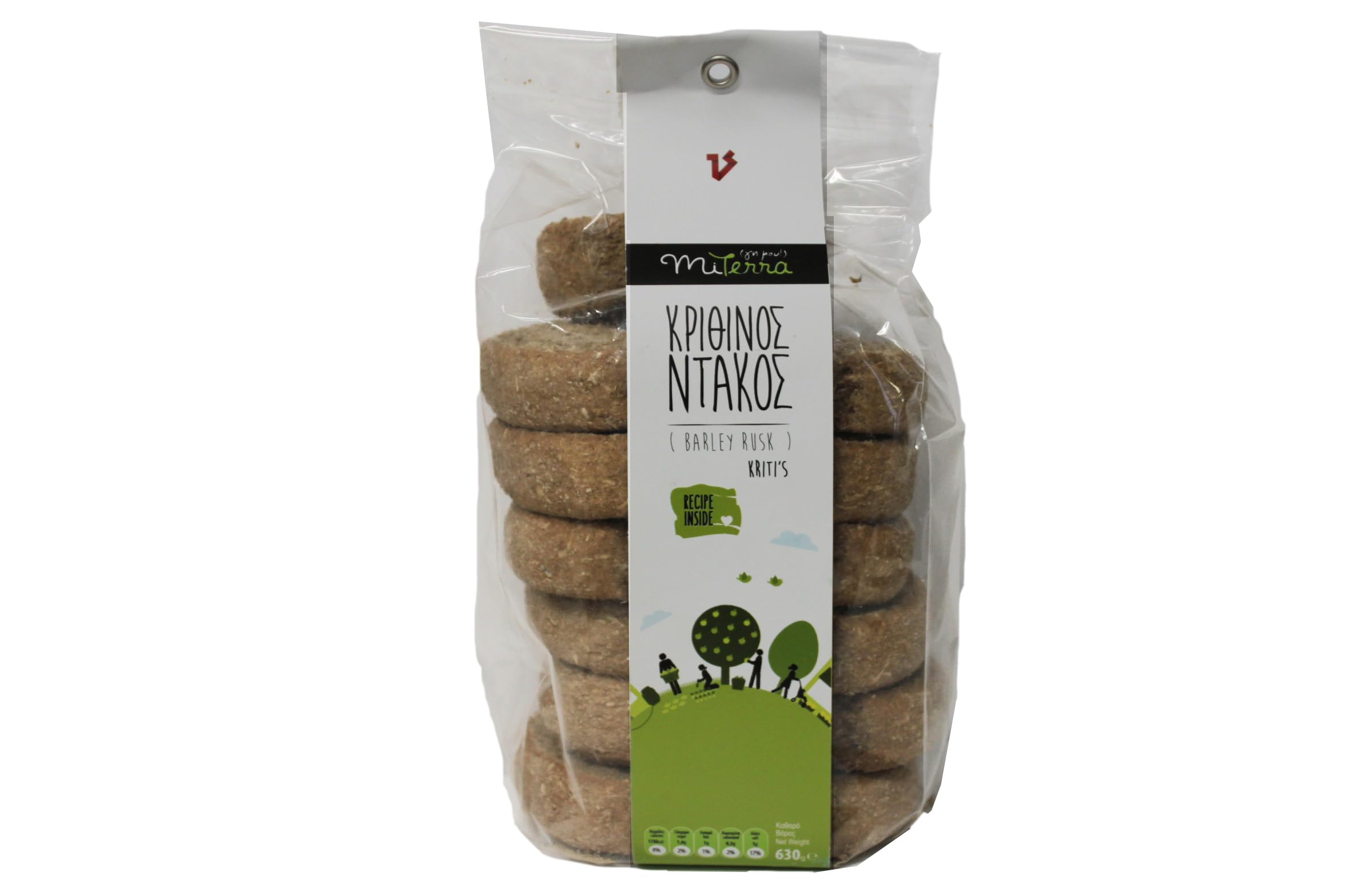 MITERRA Cretan Barley Rusks 2 x 630g (1.26kg) | Authentic Greek Wholemeal Rusks with Sourdough | Traditional Cretan Snack | Baked with Extra Virgin Olive Oil | High Fibre, Low Fat, No Preservatives