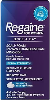Regaine For Women Extra Strength Scalp Foam, for Prevents further hair loss. Regrows hair, Pack of 2,4 Months Supply (73ml)